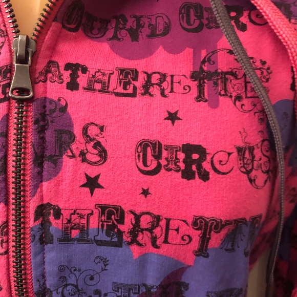 🎪*RARE* Heatherette POP! Y2K Runway Designer Double-Layer Pink Circus Hoodie 🍭 - Picture 6 of 13